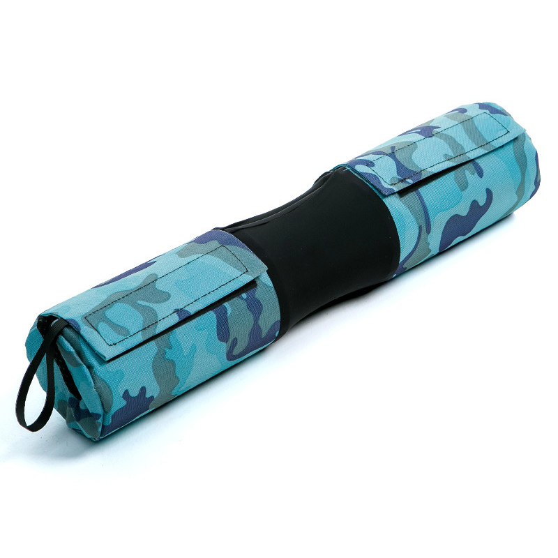 E45492 Накладка на штангу анатомическая с чехлами 10х43 см голубой камуфляж Дельта-фитнес