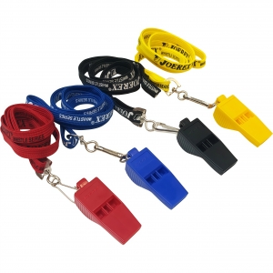 Cвисток без ядра Joerex с карабином на шнурке желтый Дельта-фитнес