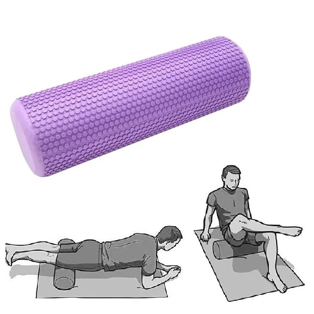 E45937 Ролик для йоги полумягкий ЭВА Профи 45x15cm фиолетовый Дельта-фитнес