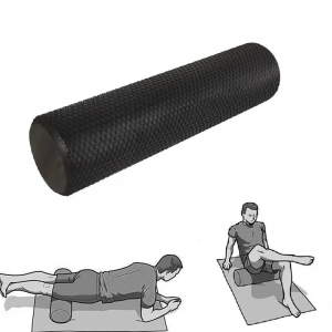 E45939 Ролик для йоги полумягкий ЭВА Профи 45x15cm черный Дельта-фитнес