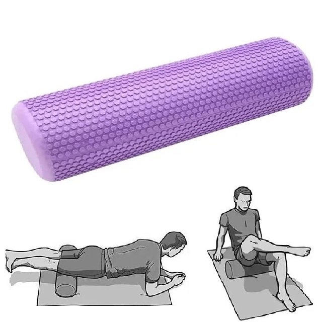 E45941 Ролик для йоги полумягкий ЭВА Профи 60x15cm фиолетовый Дельта-фитнес