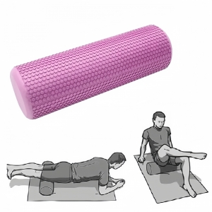 E45938 Ролик для йоги полумягкий ЭВА Профи 45x15cm розовый Дельта-фитнес