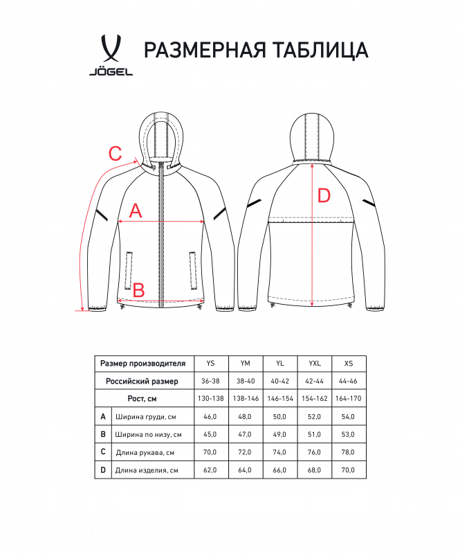 Куртка ветрозащитная CAMP 2 Rain Jacket, красный, детский, размер YXL, Jögel ЦБ-00003735