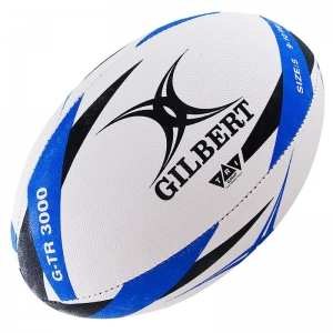 Мяч для регби GILBERT G-TR3000, 42098205, размер 5, резина, ручная сшивка, белый-черный-синий