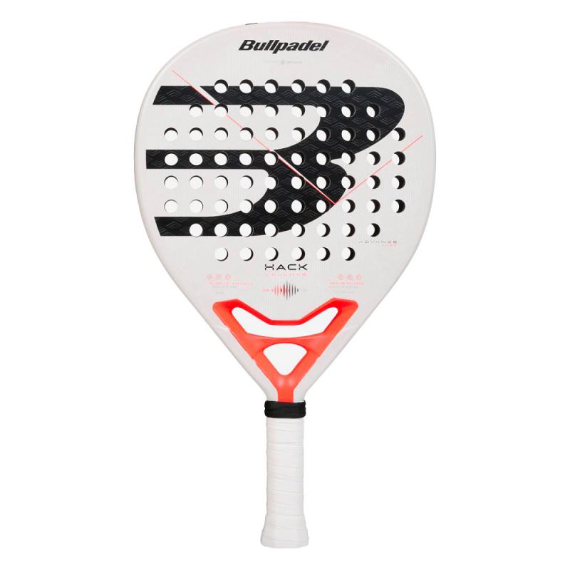 Ракетка для падела BULLPADEL Hack Advance, 494415, для проф. и любит, карбон, бело-черно-оранжевый