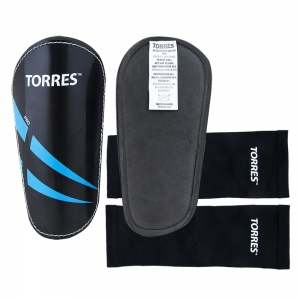 Щитки TORRES Pro, арт. FS1608M, размер M, без голеностопа, без застежки, эластичный чулок черный-синий-белый