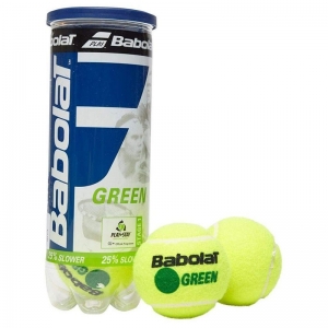 Мяч теннисный детский BABOLAT Green, арт. 501066, упаковка 3 штуки, войлок, шерсть, натуральная резина ина, желтый-зеленый
