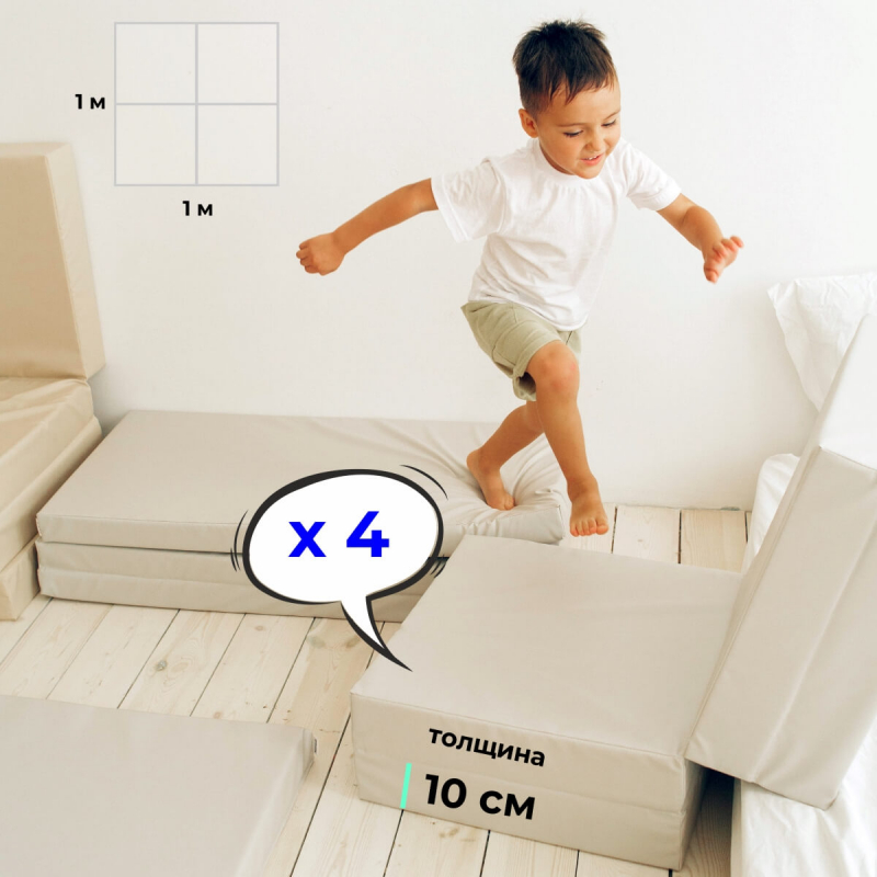 Мат (мягкий щит) Romana 1000*1000*100, в 4 сложения (желтый)