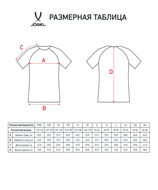 Футболка игровая JOGEL CAMP Reglan Jersey, темно-синий/красный, размер L УТ-00016178