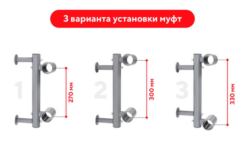 Модель №21 - кронштейн балетного станка двухуровневого "Элегант" (Серебристый "Бриллиант" (RAL 9007 Г)) STECTER 655
