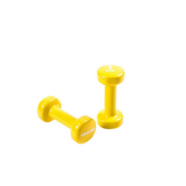 Гантели виниловые 1 кг, желтый, Colored Studio Dumbbell, LIVEPRO