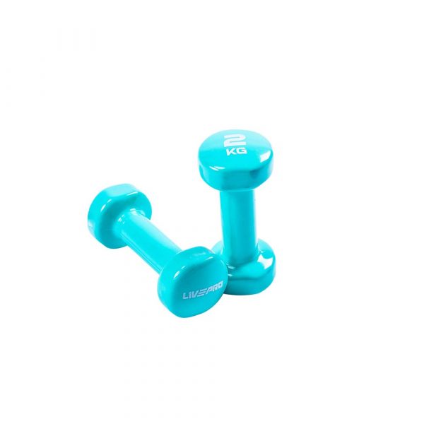 Гантели виниловые 2 кг, синий, Colored Studio Dumbbell, LIVEPRO
