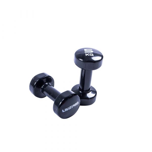 Гантели виниловые 5 кг, черный, Colored Studio Dumbbell, LIVEPRO