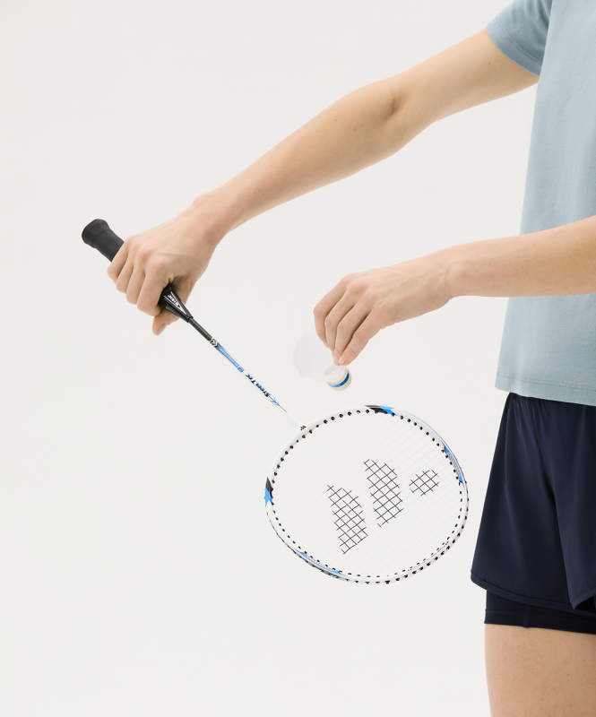 Набор для бадминтона WISH Steeltec 9, 2 ракетки, 2 волана, белый/синий ЦБ-00008284