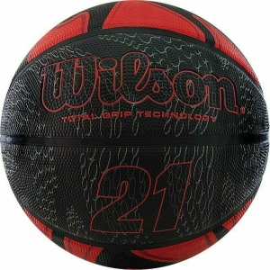 Мяч баскетбольный WILSON 21 Series, арт.WTB2103XB07, р.7,резина, бутил. кам.,нейлон. корд, красн-чер-сереб