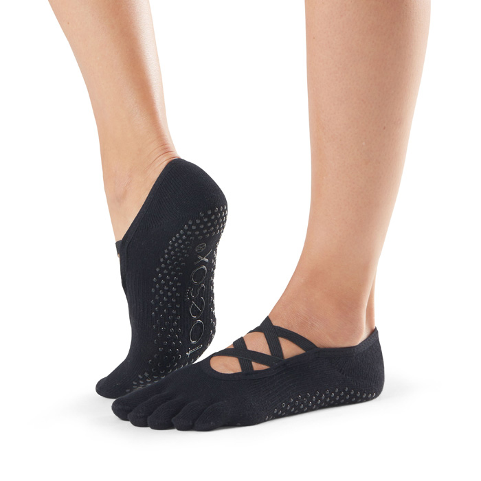Нескользящие носки с пальцами TOESOX Elle размер M, цвет Черный