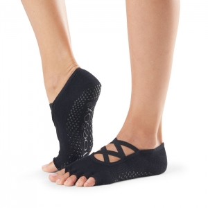 Нескользящие носки с полупальцами TOESOX Elle размер M, цвет Черный