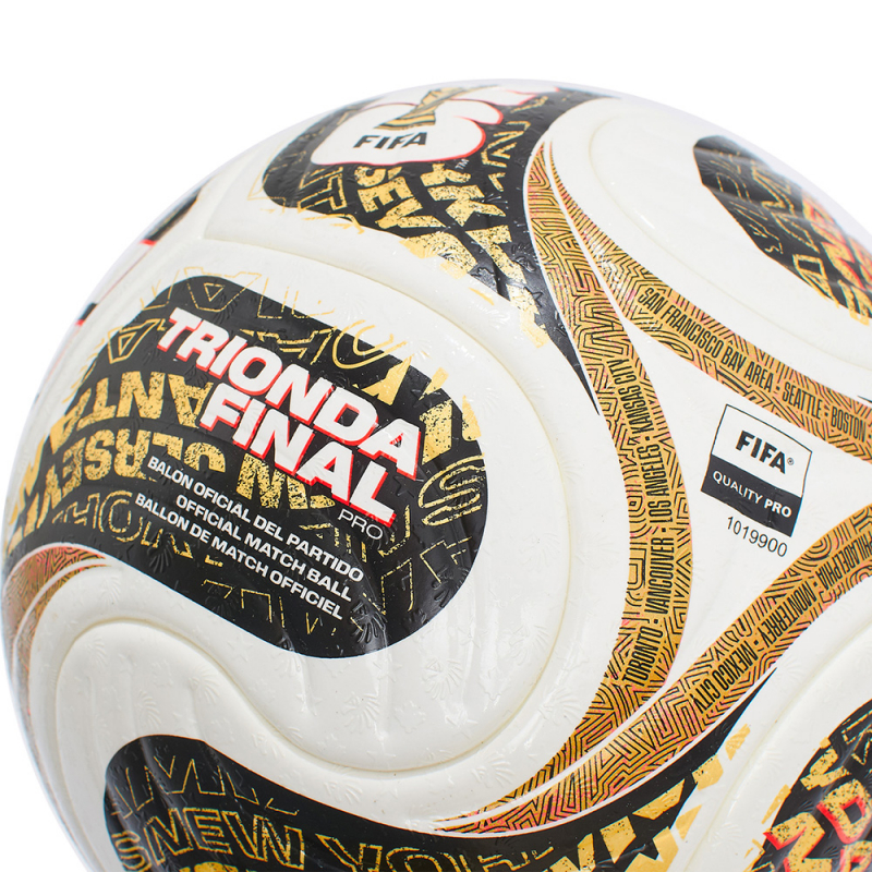 Мяч футб. ADIDAS WC26 Trionda Final PRO, JY8928, размер 5, FIFA PRO, 4пан, ПУ, термосш, бел-черн-золотист