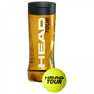 Мяч теннисный HEAD TOUR 3B, арт. 570703, упаковка 3 штуки, одобрено ITF, сукно, натуральная резина ина, желтый