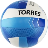 Мяч волейбольный TORRES Simple Color, V32115, размер 5, синтетическая кожа (ТПУ), машинная сшивка, бутиловая камера, белый-голубой-синий