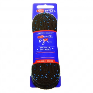 Шнурки для коньков Texstyle Double Blue Line And Molded Tip, арт. 2000MT-BK-244, полиэстер, 244 см, черный BLUE SPORTS