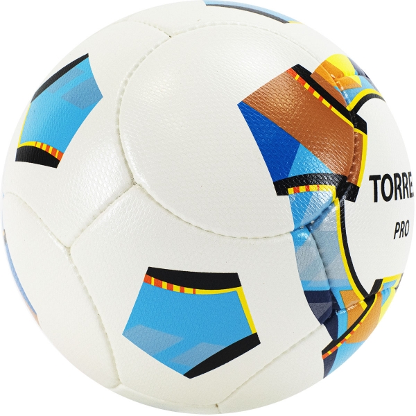 Мяч футбольный TORRES Pro, арт. F320015, размер 5, 14 панелей PU, 4 подкладочных слоя, ручная сшивка, белый-золотистый-черный