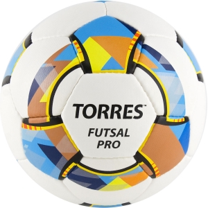 Мяч футзальный TORRES Futsal Pro, арт. FS32024, размер 4, 32 панели Micro, 4 подкладочных слоя, ручная сшивка белый-мультиколор