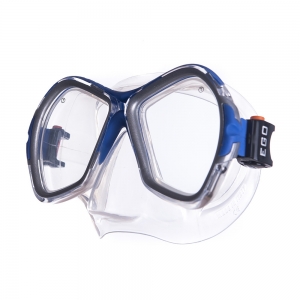 Маска для плавания Salvas Phoenix Mask, арт. CA520S2BYSTH, закаленное стекло, силикон, размер Senior, cepeбpиcтый-синий