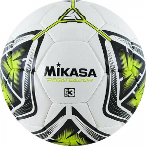 Мяч футбольный  MIKASA REGATEADOR3-G , р.3, 32пан, гл. ПВХ, руч.сш, лат.кам, бело-черн-зеленый