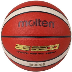 Мяч баскетбольный  MOLTEN B7G3200 р.7, 12 пан, синтетическая кожа (ПУ),бутиловая камера ,нейл.корд,кор-беж-зол