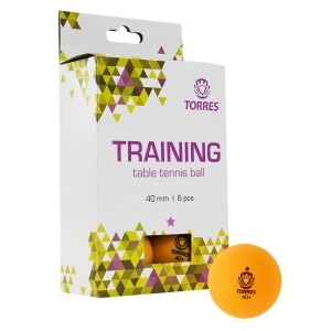 Мяч для настольного тенниса TORRES Training 1*, TT21015, диаметр 40+ мм, упаковка 6 штук, оранжевый