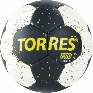 Мяч гандбольный TORRES PRO, H32161, размер 1, ПУ, 4 подкладочных слоя, гибридная сшивка, черный-белый-желтый
