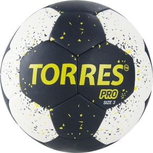 Мяч гандбольный TORRES PRO, арт. H32163, размер 3, ПУ, 4 подкладочных слоя, гибридная сшивка, черный-белый-желтый