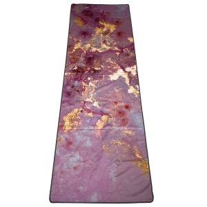 Полотенце для йоги INEX Suede Yoga Towel, 183 x 61 см, розовый мрамор с позолотой