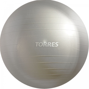 Мяч гимнастический TORRES, AL121155SL, диаметр 55 см, эластичный ПВХ, с защитой от взрыва, с насосом, серый