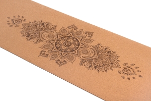 Коврик для йоги из пробки INEX Cork Yoga Mat, 183 x 61 x 0,4 см, цветочный узор