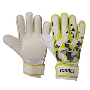 Перчатки вратарские TORRES Training, арт. FG05214-11, размер 11, 2 мм латекс, удлинённые манжеты, белый-зеленый-серый