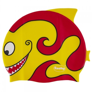 43272-69026 Шапочка для плавания детская FASHY Childrens Silicone Cap, 3048-00-80, силикон, желтый-красный