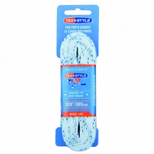 Шнурки для коньков Texstyle Double Blue Line Waxed, арт. 1510MT-WH-305, полиэстер, 305 см, белый BLUE SPORTS