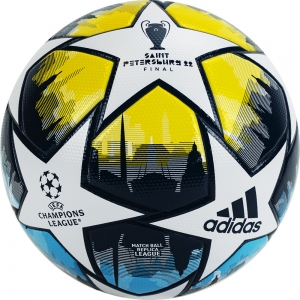 Мяч футбольный  ADIDAS UCL League St.P арт.H57820, р.4, 32 пан, ТПУ, термосш, бело-сине-желтый