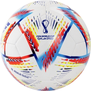 Мяч футбольный ADIDAS WC22 Rihla Training, арт. H57798, размер 5, 12 панелей, ТПУ, машинная сшивка, белый-мультиколор