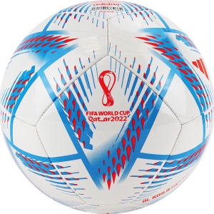 Мяч футбольный  ADIDAS WC22 Rihla Club арт. H57786, р.4, ТПУ, 12 пан., машинная сшивка , бело-голубо-красный