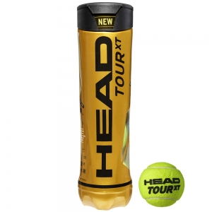 Мяч теннисный HEAD TOUR XT 4B, арт.570824, уп.3 шт, одобр.ITF, сукно, натуральная резина ина, желтый