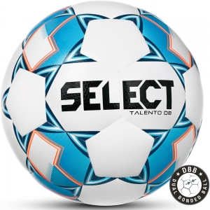 Мяч футбольный SELECT Talento DB V22, арт. 0775846200-200, размер 5, 32 панели, ПУ, гибридная сшивка, белый-синий-оранжевый