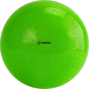 Мяч для художественной гимнастики TORRES, арт.AGP-15-05, диам. 15см, ПВХ, зеленый с блестками