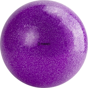 Мяч для художественной гимнастики TORRES, арт. AGP-19-07, диаметр 19 см, ПВХ, фиолетовый с блестками