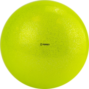Мяч для художественной гимнастики TORRES, арт. AGP-19-03, диаметр 19 см, ПВХ, желтый с блестками