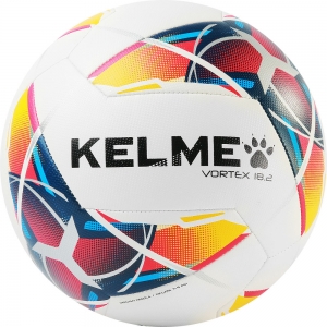 Мяч футбольный KELME Vortex 18.2, арт. 9886130-423, размер 4, 32 панели, ТПУ, машинная сшивка, белый-мультиколор