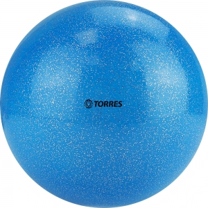 Мяч для художественной гимнастики TORRES, арт.AGP-15-06, диам. 15 см, ПВХ, небесный с блестками