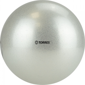 Мяч для художественной гимнастики TORRES, арт.AGP-15-07, диам. 15 см, ПВХ, жемчужный с блестками